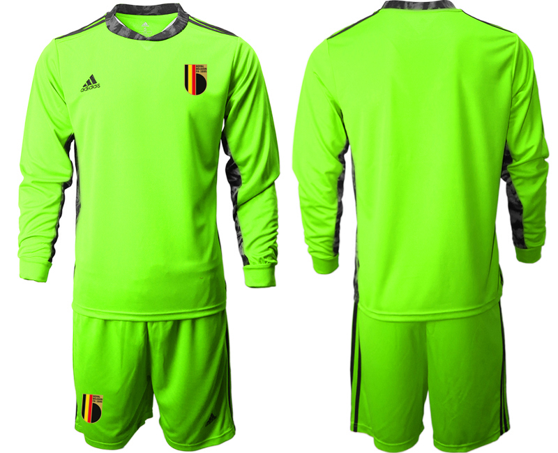 Cheap Men 2021 European Cup Belgium green Long sleeve goalkeeper Soccer Jersey